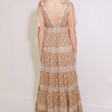CUDDLY ATTITUDE TAUPE WOVEN MAXI DRESS