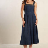 TERRIFIC TIMING DENIM MIDI DRESS