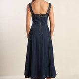 TERRIFIC TIMING DENIM MIDI DRESS
