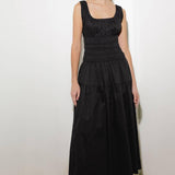LOVELIEST LOOKS BLACK WOVEN MIDI DRESS