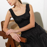 LOVELIEST LOOKS BLACK WOVEN MIDI DRESS