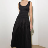 LOVELIEST LOOKS BLACK WOVEN MIDI DRESS