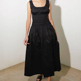 LOVELIEST LOOKS BLACK WOVEN MIDI DRESS