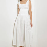 LOVELIEST LOOKS WHITE WOVEN MIDI DRESS
