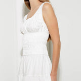 LOVELIEST LOOKS WHITE WOVEN MIDI DRESS