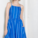 LET THE GOOD IN BLUE WOVEN MIDI DRESS