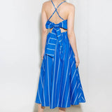 LET THE GOOD IN BLUE WOVEN MIDI DRESS
