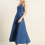 ROSEWOOD ROMANCE DENIM MIDI DRESS