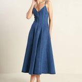 ROSEWOOD ROMANCE DENIM MIDI DRESS
