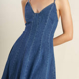 ROSEWOOD ROMANCE DENIM MIDI DRESS