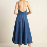 ROSEWOOD ROMANCE DENIM MIDI DRESS