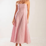ROLL WITH IT PINK WOVEN MIDI DRESS
