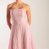 ROLL WITH IT PINK WOVEN MIDI DRESS