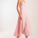 ROLL WITH IT PINK WOVEN MIDI DRESS