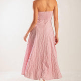 ROLL WITH IT PINK WOVEN MIDI DRESS