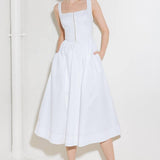 CATCH THE SUN IN WHITE  WOVEN MIDI DRESS