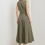 OLIVE GROVE WOVEN MIDI DRESS