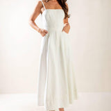 LET'S GO FOR A WALK WOVEN MIDI DRESS