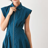 BLUE SERENITY WOVEN MIDI DRESS