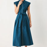 BLUE SERENITY WOVEN MIDI DRESS