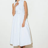 NUE EASE WHITE WOVEN MDI DRESS