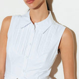 NUE EASE WHITE WOVEN MDI DRESS