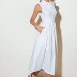 NUE EASE WHITE WOVEN MDI DRESS