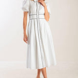 IN THE BREEZE WHITE WOVEN MIDI DRESS