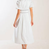 IN THE BREEZE WHITE WOVEN MIDI DRESS