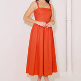 NO TIMELINE TOMATO WOVEN MIDI DRESS
