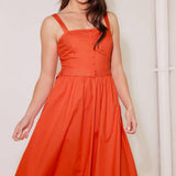 NO TIMELINE TOMATO WOVEN MIDI DRESS