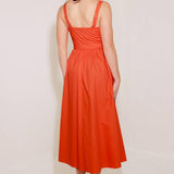 NO TIMELINE TOMATO WOVEN MIDI DRESS