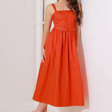 NO TIMELINE TOMATO WOVEN MIDI DRESS