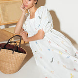 THE WORLD IS YOURS WOVEN MIDI DRESS