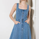 SOFTLY ROMANTIC DENIM MIDI DRESS