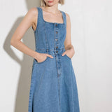 SOFTLY ROMANTIC DENIM MIDI DRESS
