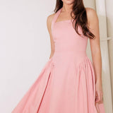 CAUGHT IN THE RAIN PINK WOVEN MIDI DRESS