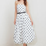 MONROE DOT WHITE WOVEN MIDI DRESS