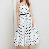 MONROE DOT WHITE WOVEN MIDI DRESS