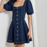 PUFF & PLAY DENIM MINI DRESS