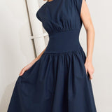 DREAMWEAVER ROMANTIC NAVY WOVEN MIDI DRESS