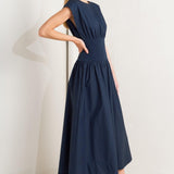 DREAMWEAVER ROMANTIC NAVY WOVEN MIDI DRESS