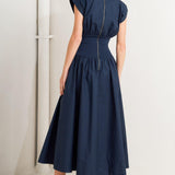 DREAMWEAVER ROMANTIC NAVY WOVEN MIDI DRESS