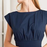 DREAMWEAVER ROMANTIC NAVY WOVEN MIDI DRESS
