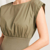 DREAMWEAVER ROMANTIC OLIVE WOVEN MIDI DRESS