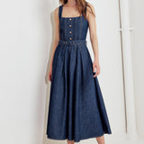 MOONLIGHT SERENADE DENIM MIDI DRESS