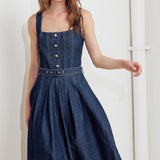 MOONLIGHT SERENADE DENIM MIDI DRESS