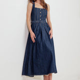 MOONLIGHT SERENADE DENIM MIDI DRESS
