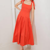 GENTLE SHADE WOVEN MIDI DRESS