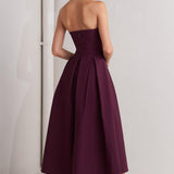 OPERA WINE WOVEN MIDI DRESS